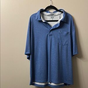 Izod Blue Polo Shirt Casual Knit Short Sleeve